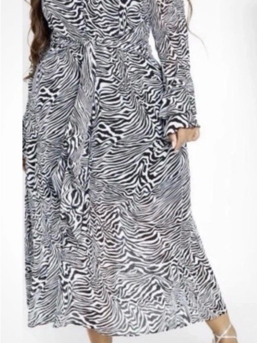 City Chic Black & White Zebra Print Midi Wrap Dress